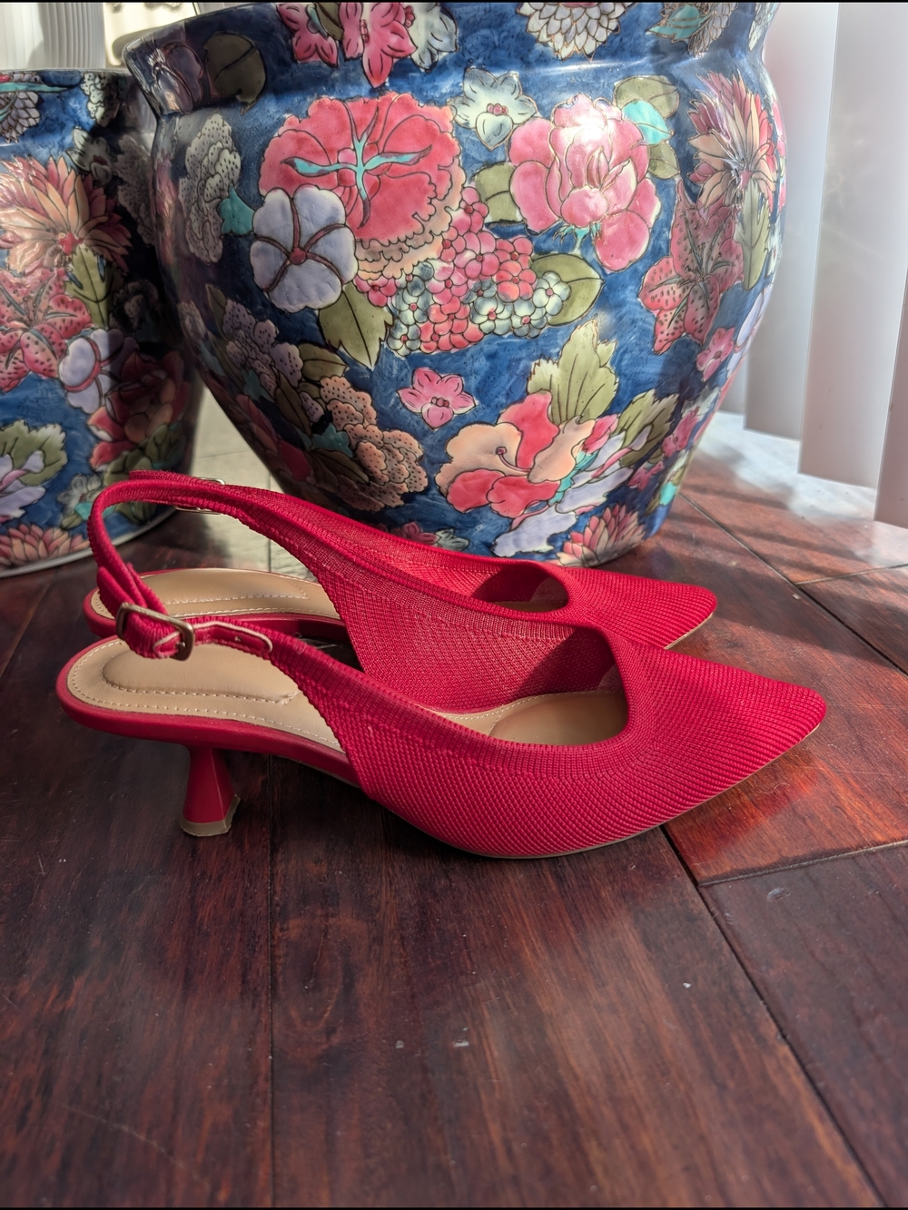 Kelly And Katie Red Slingback Kitten Heel Pumps US 7.5